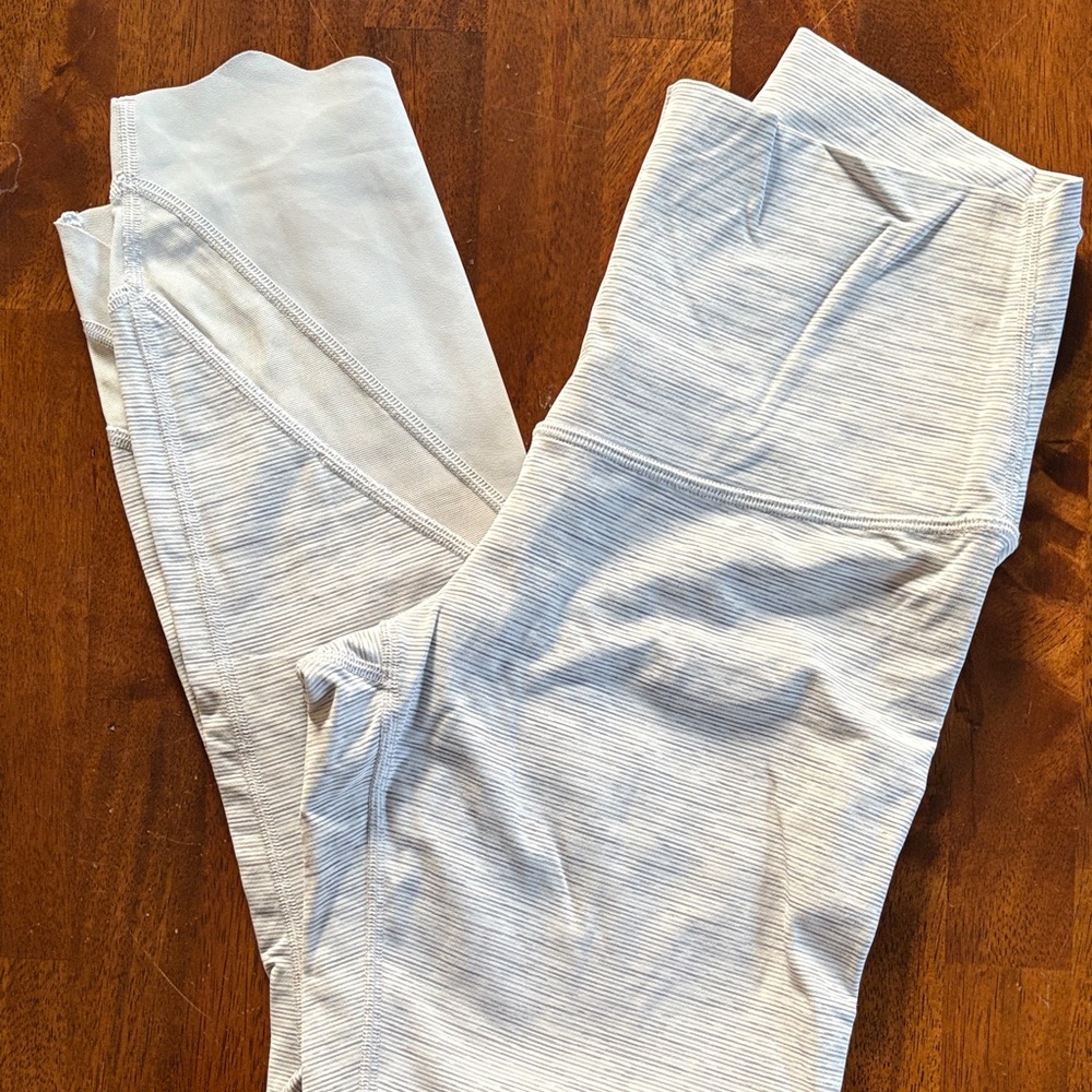 Lululemon Athletica Light Gray Striped Leggings